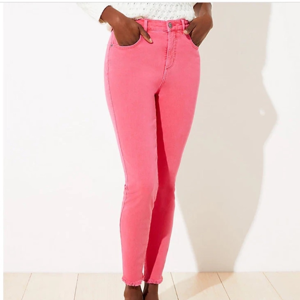 LOFT Size 28/6 Blushing Pink High Waist Skinny 5 Pocket Jeans Cotton-Spandex